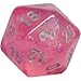 Polyhedral 7-Die Borealis Chessex Dice Set - Pink with Silver CHX-27404