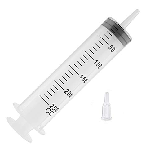 250ml Syringe, Extra Large Plastic Syringes for Glue Dispensing, Scientific Labs, Watering, Refilling, Filtration, Feeding, Nutrient Measuring, Motoring Applications, Multiple Uses