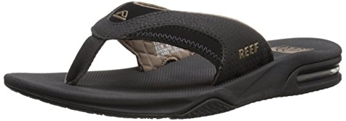 Reef Men's Fanning Flip Flop, BLACK/BROWN, 9 D - Medium