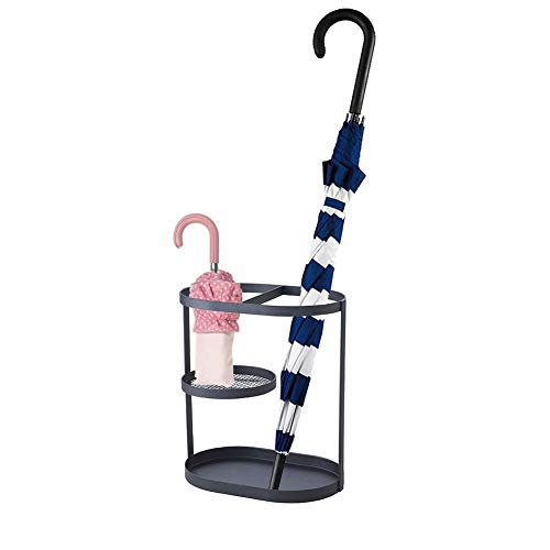 Contracted Black Metal Umbrella Stand Holder Storage Rack with Removable Base Drip Tray Umbrella Stand Rack Holder for Home and Office, Black
