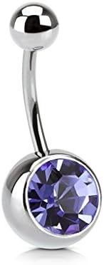 Dynamique 14g Basic Belly Button Ring with 8mm Stone (Sold per Piece)