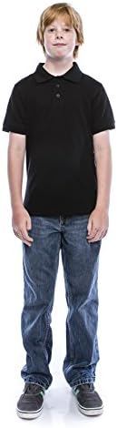 ALL Polo Big Boy's Short Sleeve 3 Button Plain Polo Shirts for Boys, Size 18, Black