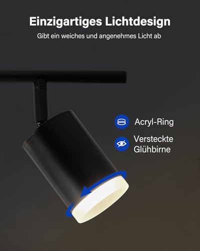 Leselux LED Ceiling Spotlight 6 Bulbs, Modern Ceiling Light Spotlight, Black, Ceiling Light Spotlights, Swivelling, Metal Spotlight Bar Ceiling Spotlight GU10 for Living Room, Bedroom, Kitchen (Bulb Not Included)