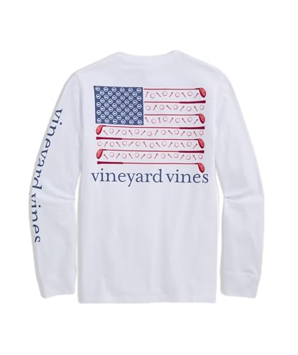 vineyard vines Boys' USA Golf Flag Long-Sleeve Pocket Tee, White Cap, 3T