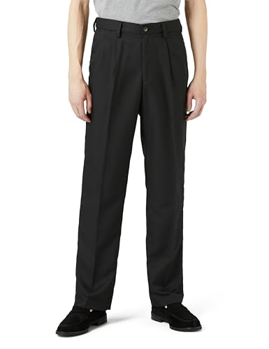 [Amazon Essentials] スラックス タック入り ウエスト調整 クラシックフィット メンズ ブラック W38 / L29