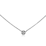 Sterling Silver Cubic Zirconia Bezel-Set Solitaire Tiny Choker Necklace
