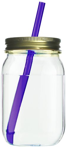 Click Here to See More Images Asobu Shindig Glass Jar, Gold/Purple