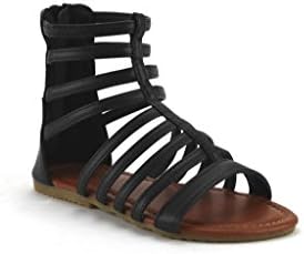 QQ Girls Kids Pipper-65 Caged Gladiator Sandals, Black, 1