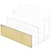 MyGift 3 Slot Modern Mail Sorter - Clear Acrylic Document Desk Filing Organizer, Letter Holder with Gold Mirror-Surfaced Front Panel
