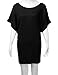 TWINTH Dolman Drape Tunic Plus Size Side Shirring Loose Fit Short Sleeve Top T-Shirts Black 2XL