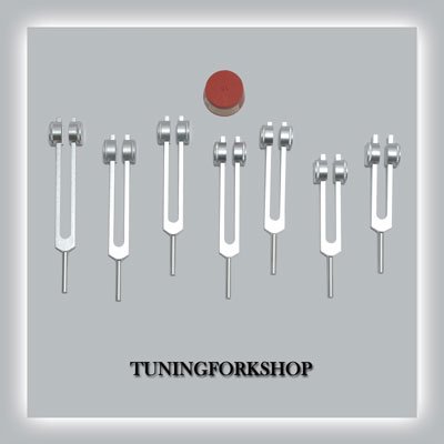 7 Pc Chakra Weighted Tuning fork for Healing with Activator+Pouch