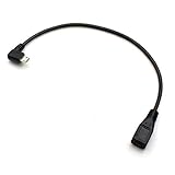 Micro USB Extension Cable – Rerii 30cm Left Angled Micro USB Male to Female Extension Cable, Cord, Charging and Data SYNC Supported Micro B USB Cable