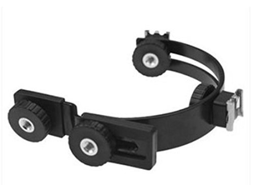 INSEESI C-Shaped Flash Bracket with Two Hotshoe and 2 Tripod Screws for LED Video Light DSLR Camera Camcorder