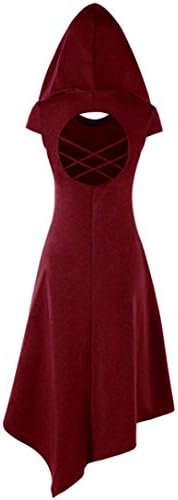 FORUU Dresses for Women Summer Casual Hooded Short Sleeve Cut Out Midi Novely