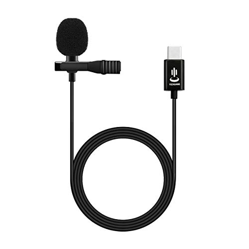 Gepege Professional Grade Lavalier Lapel Microphone Omnidirectional Mic 360Â° Easy Clip On only for USB TYPE-C Interface Devices for Recording YouTube/TikTok/Kwai Conference (Black)