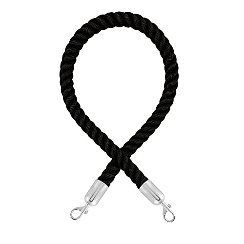 Barrier cord premium with carabiners (diameter 36 mm) – barrier rope with snap ends (1.5 m, black/polished chrome)