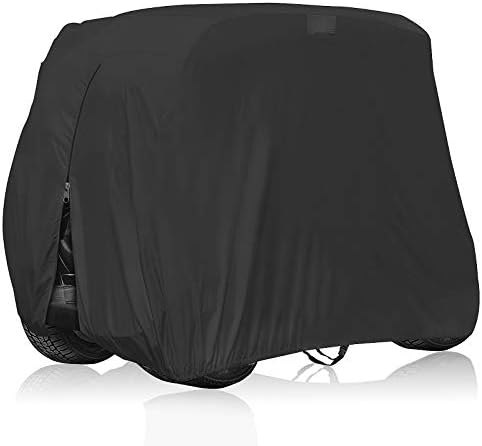 OVCRNIBI 600D Waterproof Golf Cart Cover, Universal 4 Passenger Seat Golf Cart Cover for EZ GO,Club Car Precedent,Yamaha Golf Carts,Movaland Custom Cart Cover Durable Outdoor Protection Roof