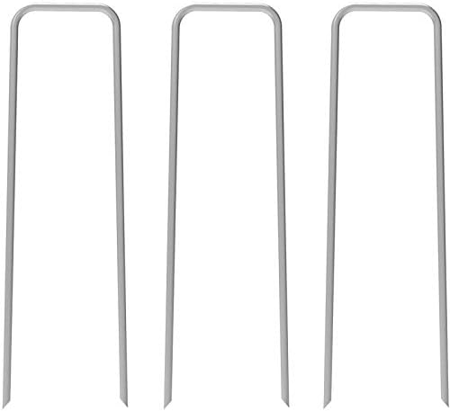 AAGUT Garden Stakes Fence Ground Stake Tent Anchors Yard Metal Landscape Staples Heavy Duty Galvanized 12 Inch 11 Gauge