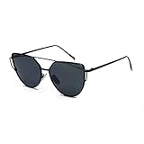 CHB Women's HD Mirrored Cateye Lens Creative Metal Frame Street Fashion Designer Polarized Sunglasses UV400 with Case