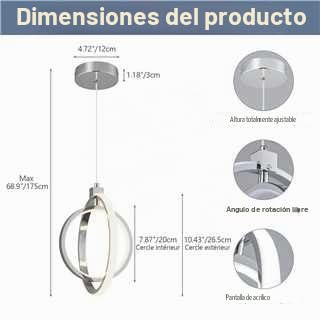 ZYBWL Modern LED Pendant Lamp Chrome Round Ring Height Adjustable Pendant Lamp for Kitchen Island Bedroom Living Room Lobby (2-Rings)