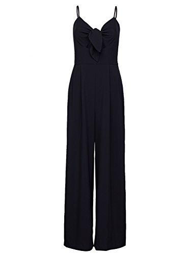 Choies women black sexy spaghetti strap knotted front w…
