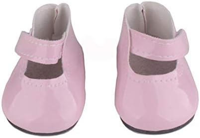 Prevently New Fashion Mini Soild Color PU Shoes Party Clothing for 18 inch AG American Girl Our Generation Doll DIY Accessories Kids Gifts (Pink)