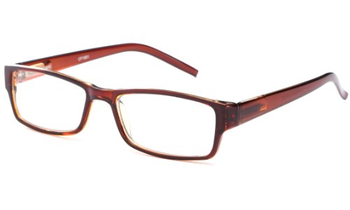 IG Unisex Full Translucent Beautiful Colors Spring Temple Fashion Clear Lens Glasses in Brown