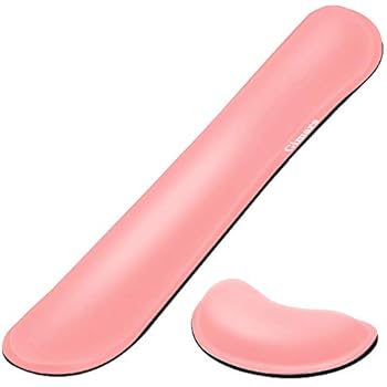 Gimars Upgrade Cleanable PU Leather Keyboard Wrist Pillow Rest Pad, Enlarge Mouse Wrist Cushion Support for Office, Computer, Laptop, Mac, Durable, Comfortable, Pain Relief, Pink