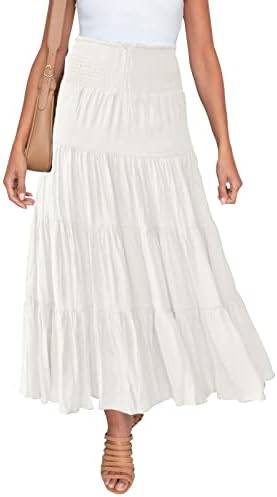 HAEOF Women's Summer Elastic High Waist Boho Maxi Skirt Casual