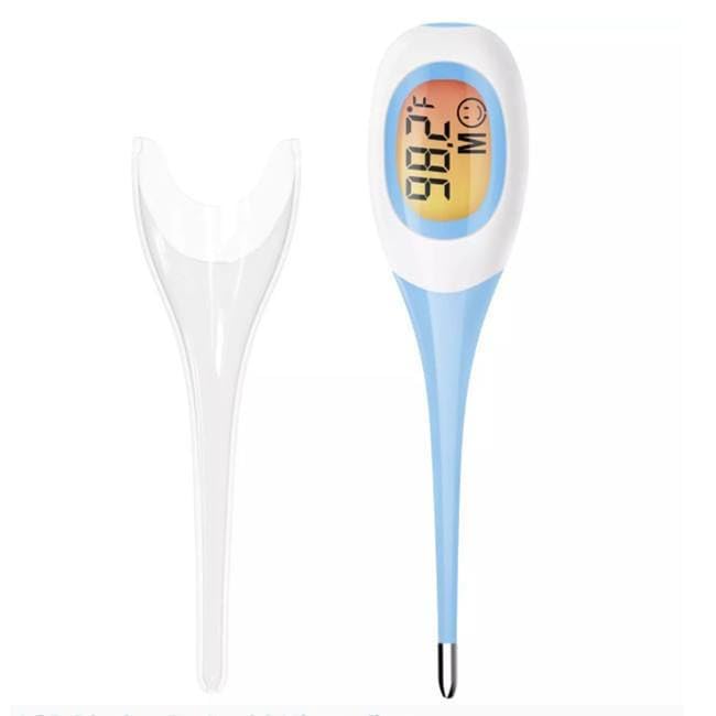Termômetro Digital Flexível Clínico com Resultado Rápido em 8 Segundos, Visor LCD, Ponta Macia Impermeável, Medidor de Febre para Bebês, Crianças e Adultos, Alta Precisão e Alarme Sonoro (AZUL)