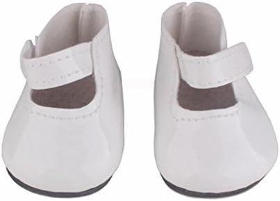 Prevently New Fashion Mini Soild Color PU Shoes Party Clothing for 18 inch AG American Girl Our Generation Doll DIY Accessories Kids Gifts (White)