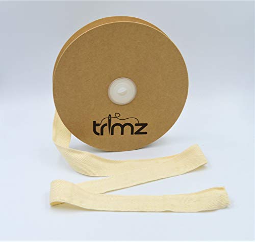 25mm x 25m: Trimz Natural Cotton Herringbone Tape 25mm x 25m | Medium Width Craft Ribbon | Sewing, Home Decor, DIY Projects