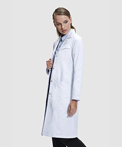 Dr. James Women's Lab Coat, Classic Fit, Multiple Pockets, White, 39 Inch Length US 2
