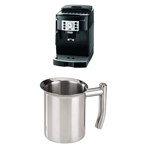DeLonghi Magnifica S ECAM 22.110.B Kaffeevollautomat, schwarz + Xavax Milchkännchen aus Edelstahl 400 ml, silber