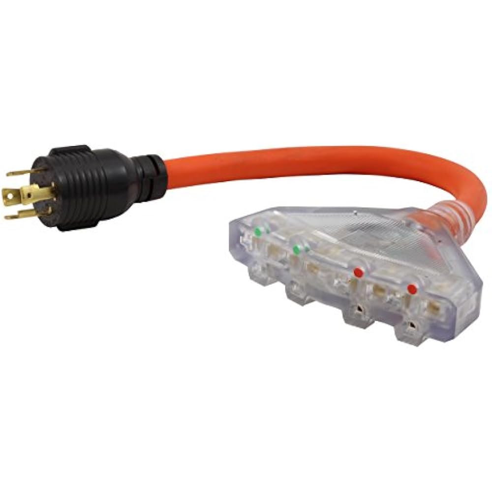 AC WORKS L1430 30Amp 4Prong Locking Generator Distribution Cord (1