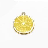 Myuiao 20 Pcs Lemon Fruit Enamel Lemon Charms Pendant Beads for DIY Making Bracelet Necklace Charms Pendant decoration Beading Making(Yellow)