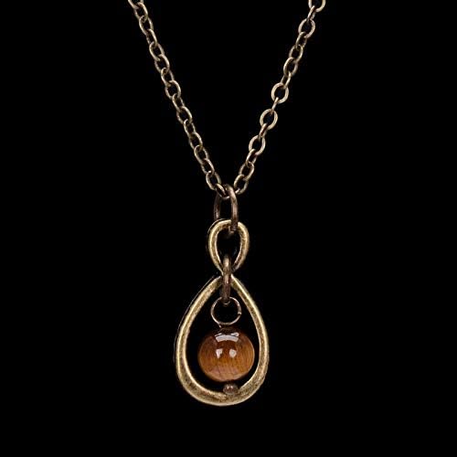 WYLXL Necklace Handmade Vintage Bronze InfinitRed Bead Pendant Necklace Amthyst Tiger Eye Healing Crystal Necklace For Wen