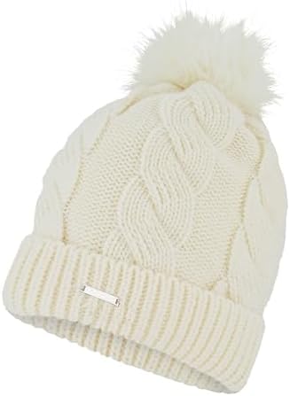 Michael Kors Cream Cable-Knit Pom Pom Beanie Michael Kors Diamond Cable Pompom Beanie 539512C Cream/Gold  main image 4