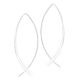 .925 Sterling Silver Christian Ichthus Fish Curved Threader Earrings