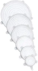 6 Pack Silicone Stretch Lids Reusable Durable and Expandable Food Storage Covers for Containers Bowls Cups, Keep Food Fresh, Microwave, Oven & Dishwasher Safe