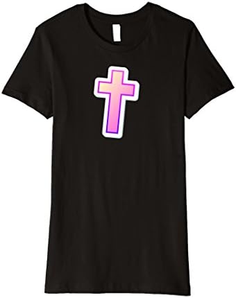 Womens Fairy Tale Pink &amp; Purple Crucifix Cross Pastel Goth T Shirt Large Black