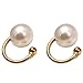 Faux Pearl U Studs Ear Crawler Earrings Cuffs Climber Ear Wrap Pin Vine Non-pierced Charm Clip On Jewelry Big Pearl Golden Tone