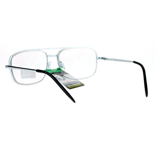 Multi Focus Progressive Reader Glasses 3 Powers in 1 Square Metal Silver +1.50