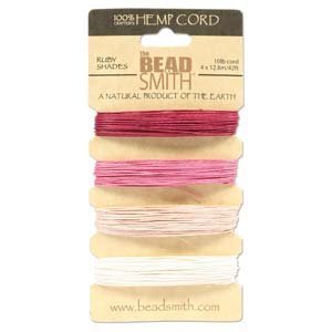 Hemp Twine Bead Cord .55mm - Ruby Colors App 42 Feet