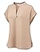 Regna X Love Coated Womens Henley V Neck Sleeveless Curved Hem Chiffon Blouse
