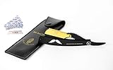 Professional Barber Straight Edge Razor - STACHE EDITION - Swing Lock Disposable Shavette - Close Shaving Men's Manual Shaver - Made of Stainless Steel with Easy Blade Replacement Mechanism