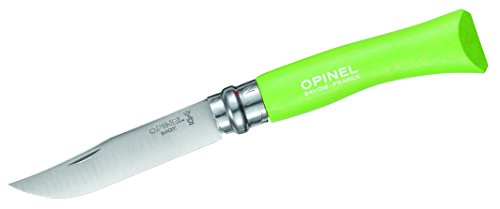 Opinel No 07 Stainless Steel Folding Everyday Carry Locking Pocket Knife with Green Apple Beech Wood Handle