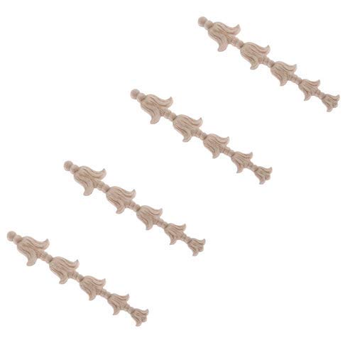 MUXSAM Wood Decorative Mouldings, Long Carved Wooden Corner Onlay Applique Wood Carving Campanula Flowers Pattern Decals for Furniture Nightstand Cabinet Dresser 17x3.5cm/6.69x1.38inch