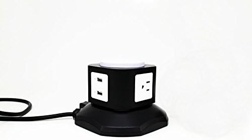 Lcyyo@ W1U2 Vertical Electric Plug Intelligence Charger 3 Sockets 2 USB Charging Ports Switch Plug Adapter Extension Surge Protection with 5.9 Feet Cord for Home Office Using (Black)