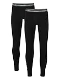 David Archy Men’s 2 Pack Winter Warm Stretchy Cotton Fleece Lined Base Layer Pants Thermal Bottoms Long Johns with Fly